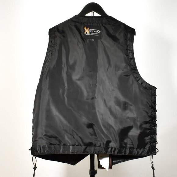 Xelement Black Leather Motorcycle Vest With Side Laces 10 Pocket Mens Size 3XL - Picture 4 of 12